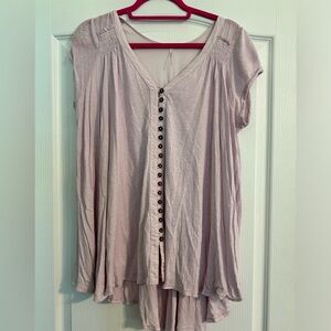 FREE PEOPLE Short Sleeve Linen Flowy
Boho Top